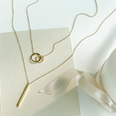 Double Layer Necklace with Bar