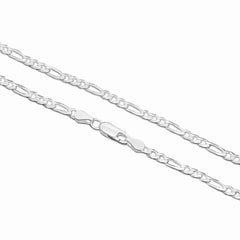92.5% Sterling Silver Flat Figaro Chain - 4MM