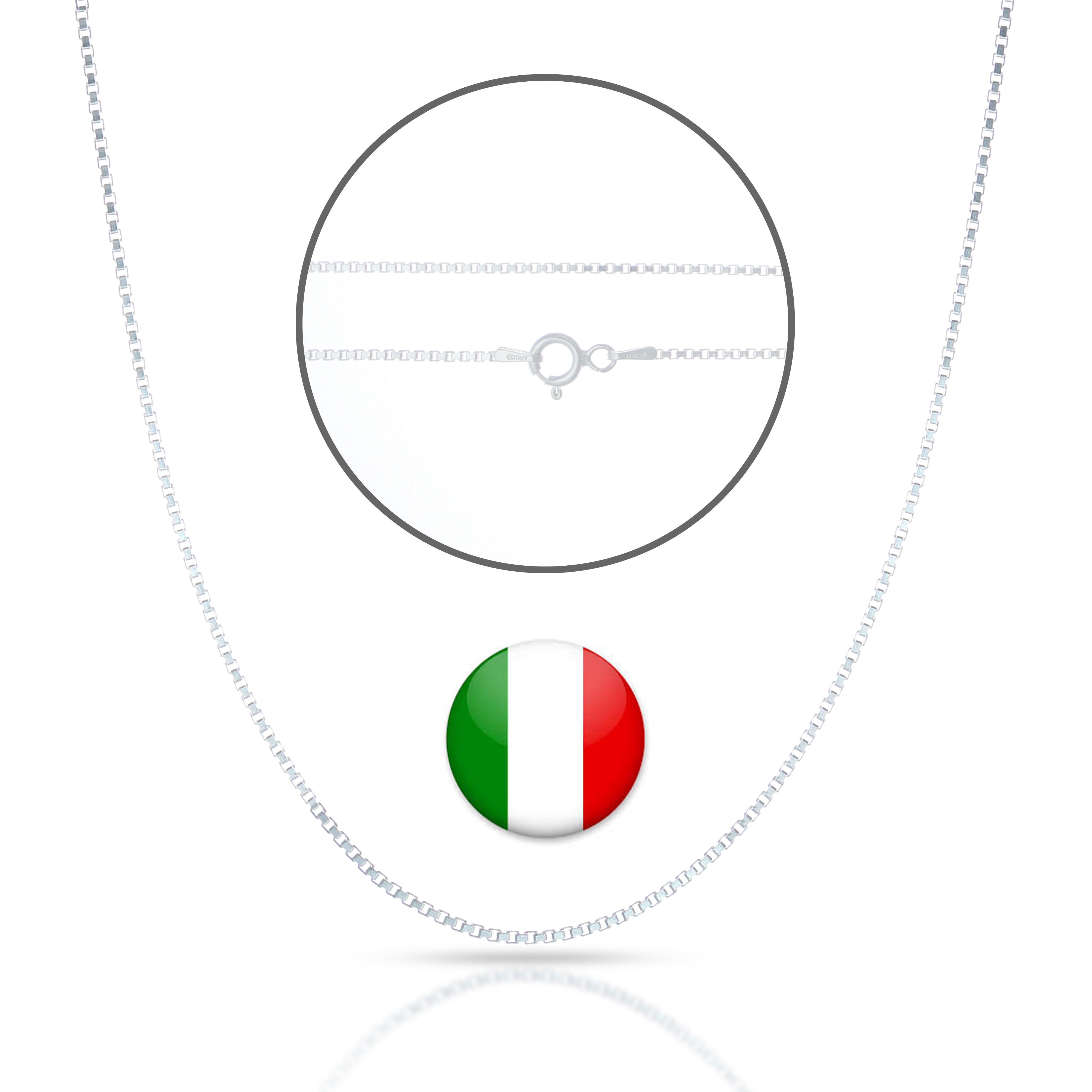 سلسلة صندوق دائري من الفضة الإسترليني عيار 925 - 2 ملم