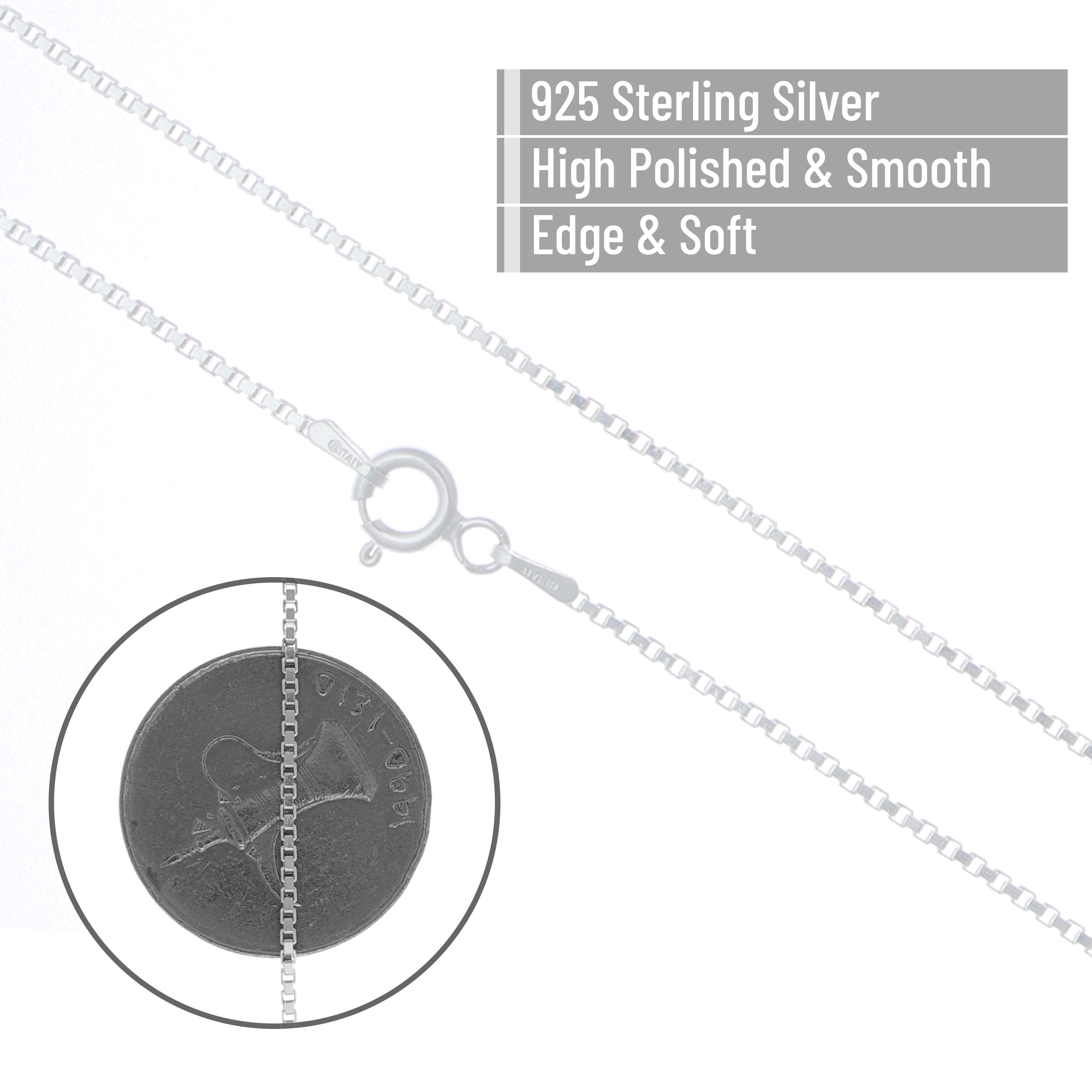 سلسلة صندوق دائري من الفضة الإسترليني عيار 925 - 2 ملم