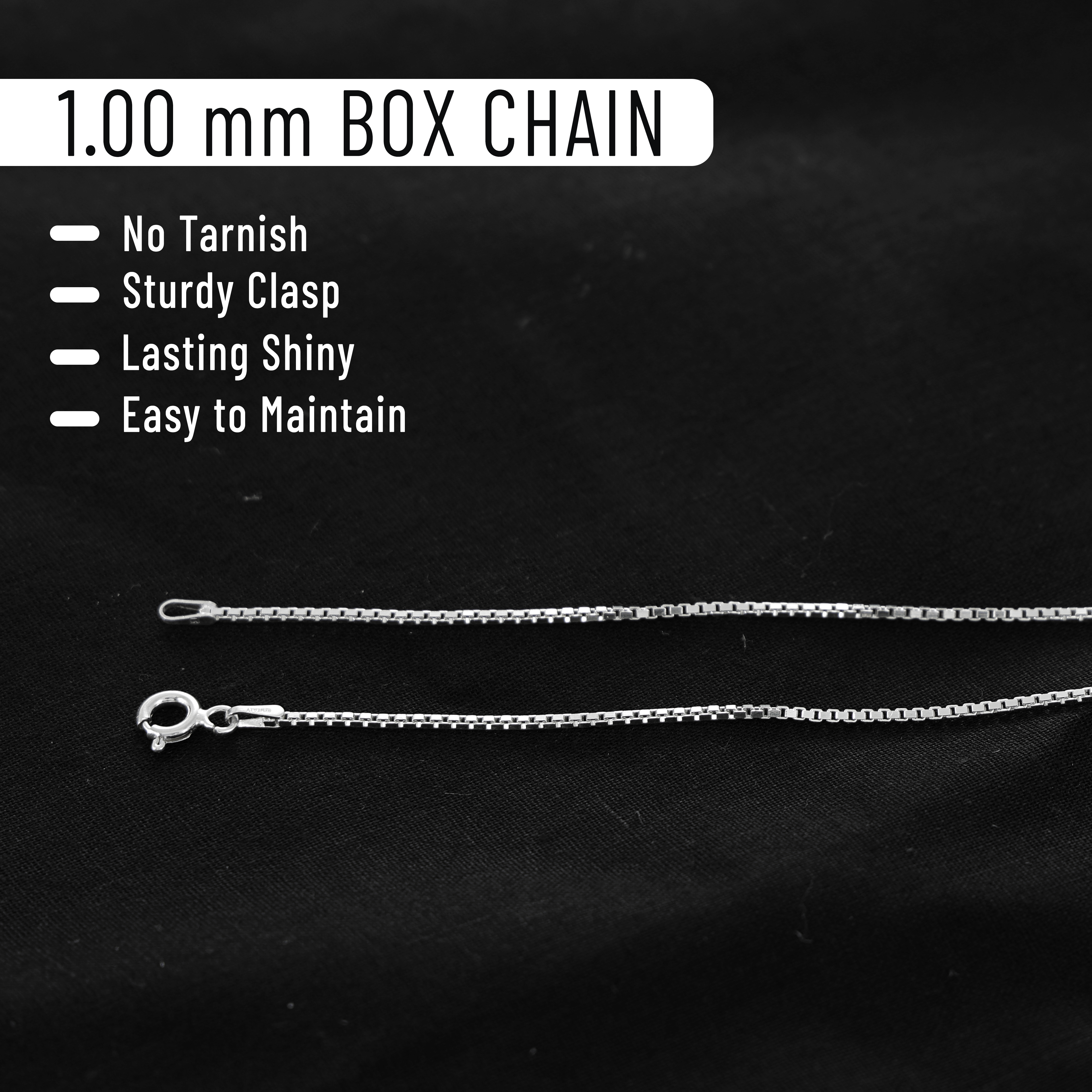 سلسلة صندوق دائري من الفضة الإسترليني عيار 925 - 2 ملم