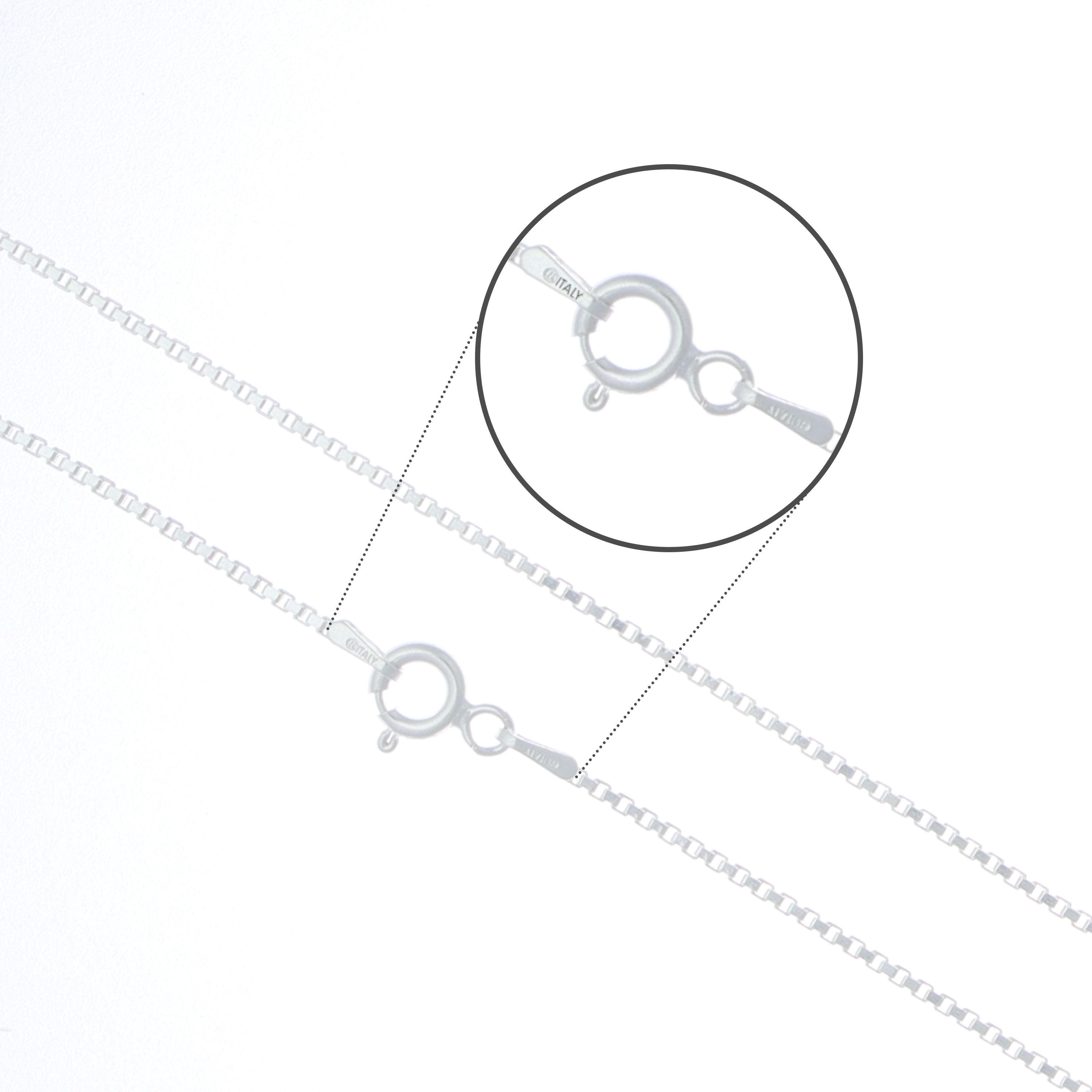 سلسلة صندوق دائري من الفضة الإسترليني عيار 925 - 2 ملم