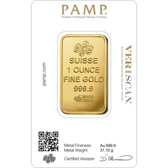 1 OZ PAMP Suisse Gold Bar 24kt, Lady Fortuna