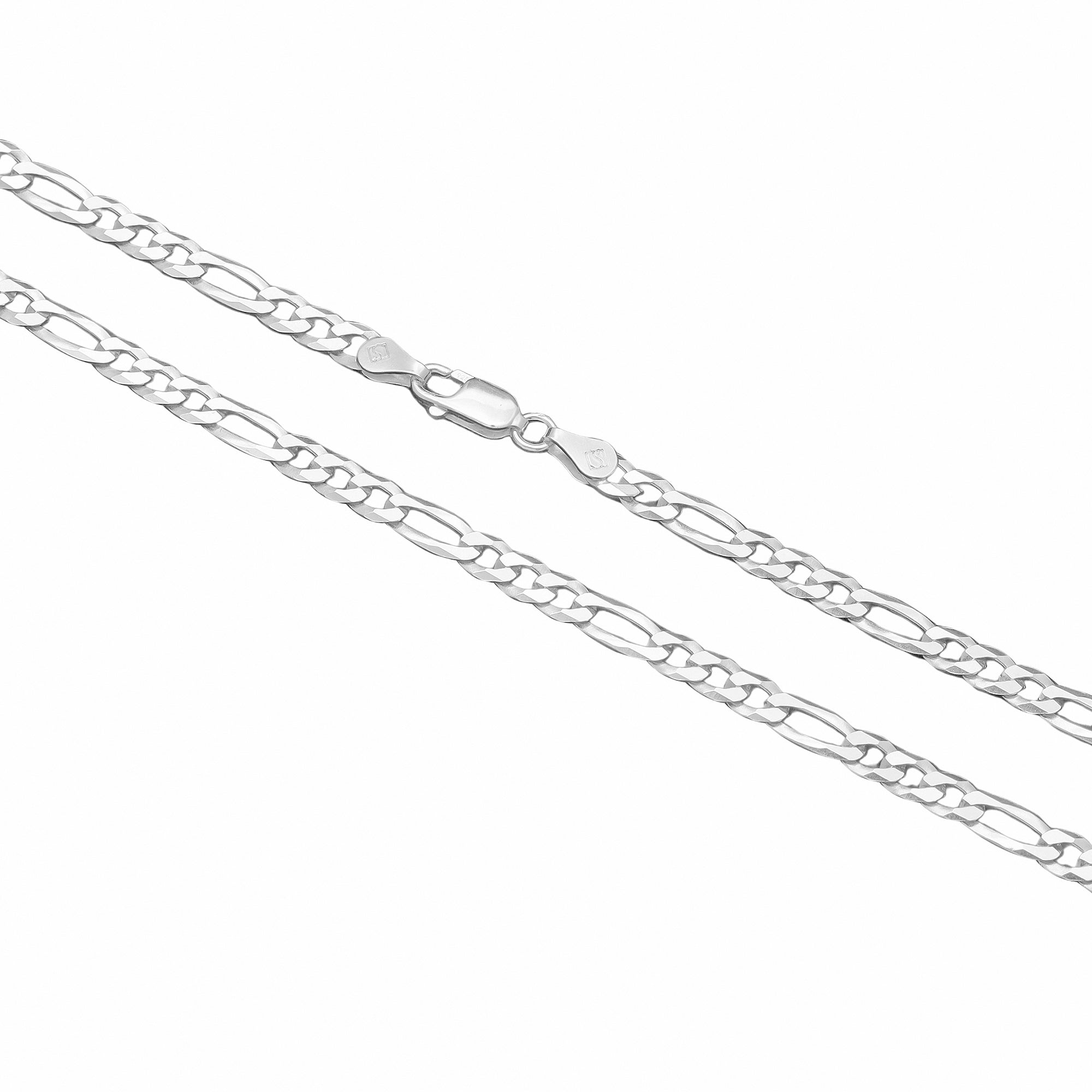 92.%5 Sterling Silver Figaro Chain - 5MM